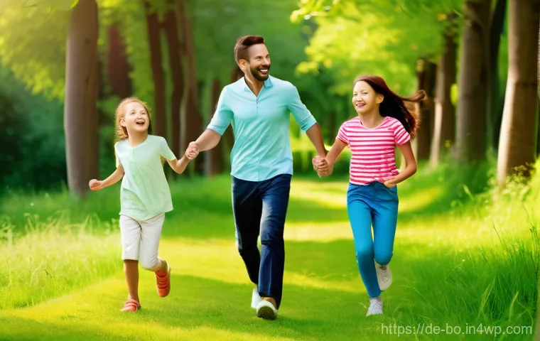 일주기 리듬 최적화를 위한 가족 건강 관리 - **Prompt 2: Enchanted Evening Storytime**
    A heartwarming scene of a family of four (two parents,...