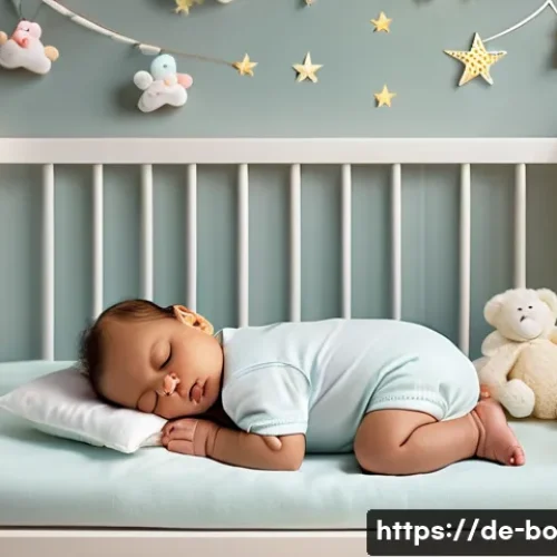 일주기 리듬과 연령별 수면 요구량 - A peaceful nursery scene featuring a sleeping infant wearing a white diaper, lying on a soft pastel-...