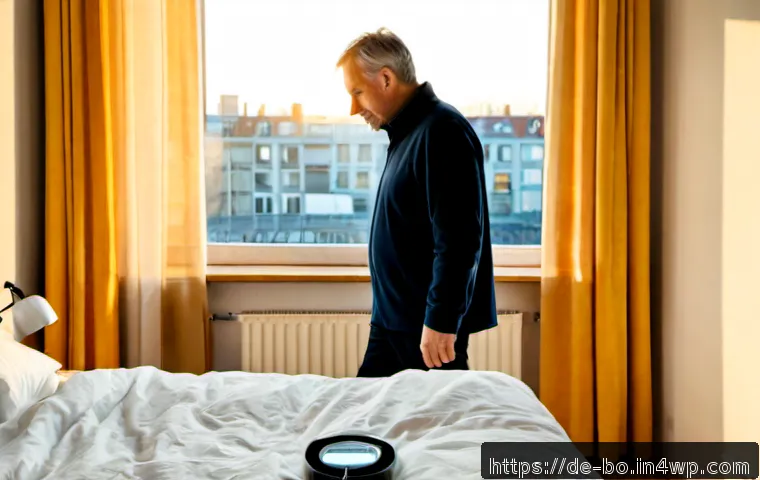 Home 17 일주기 리듬과 남성 호르몬의 관계 - Photorealistic early morning bedroom scene in a modern German apartment, healthy middle-aged man wak...